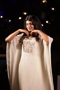 Ivory Soft Georgette Embellished Kaftan Set