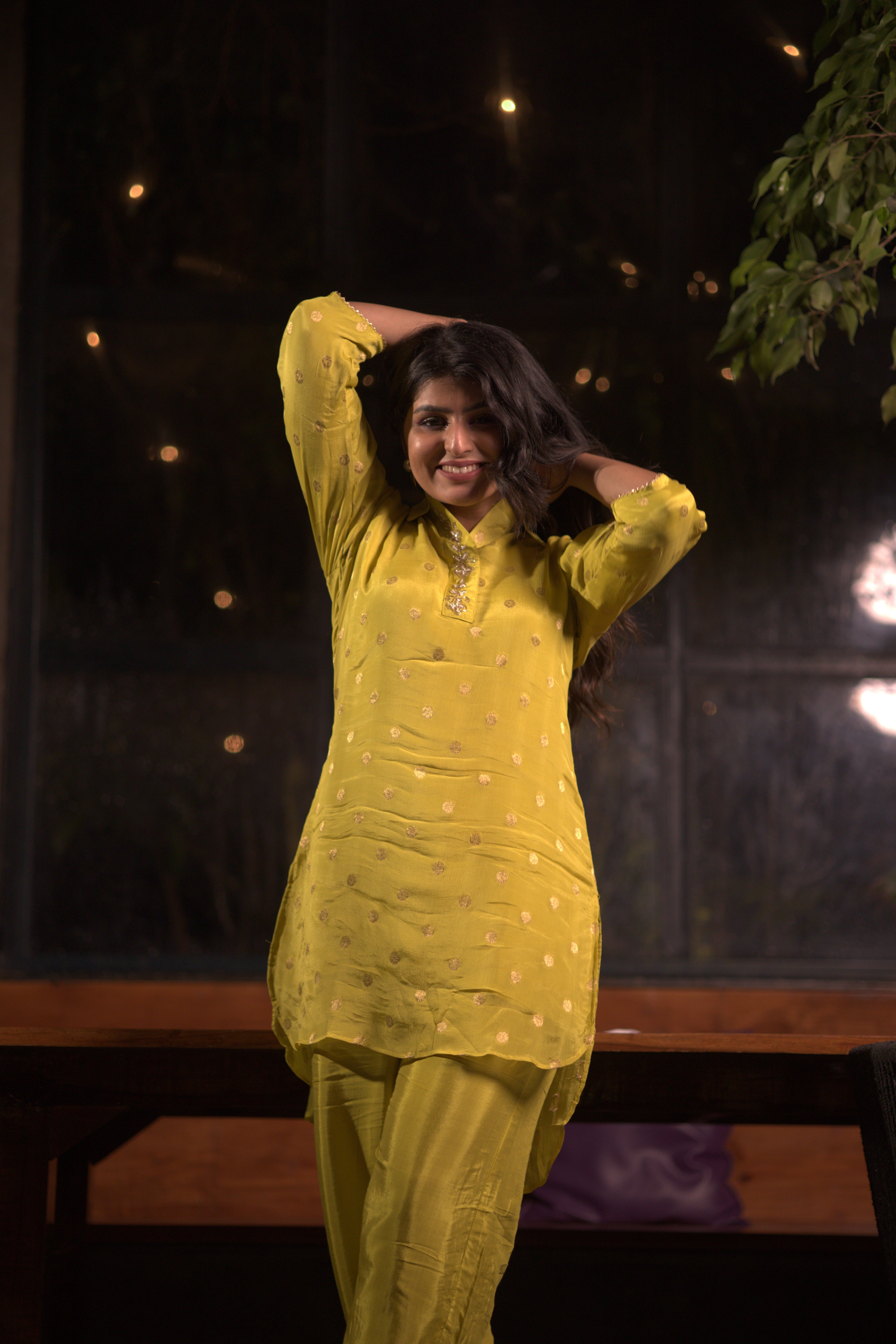 Yellow Soft Georgette Embroidered Coord Set