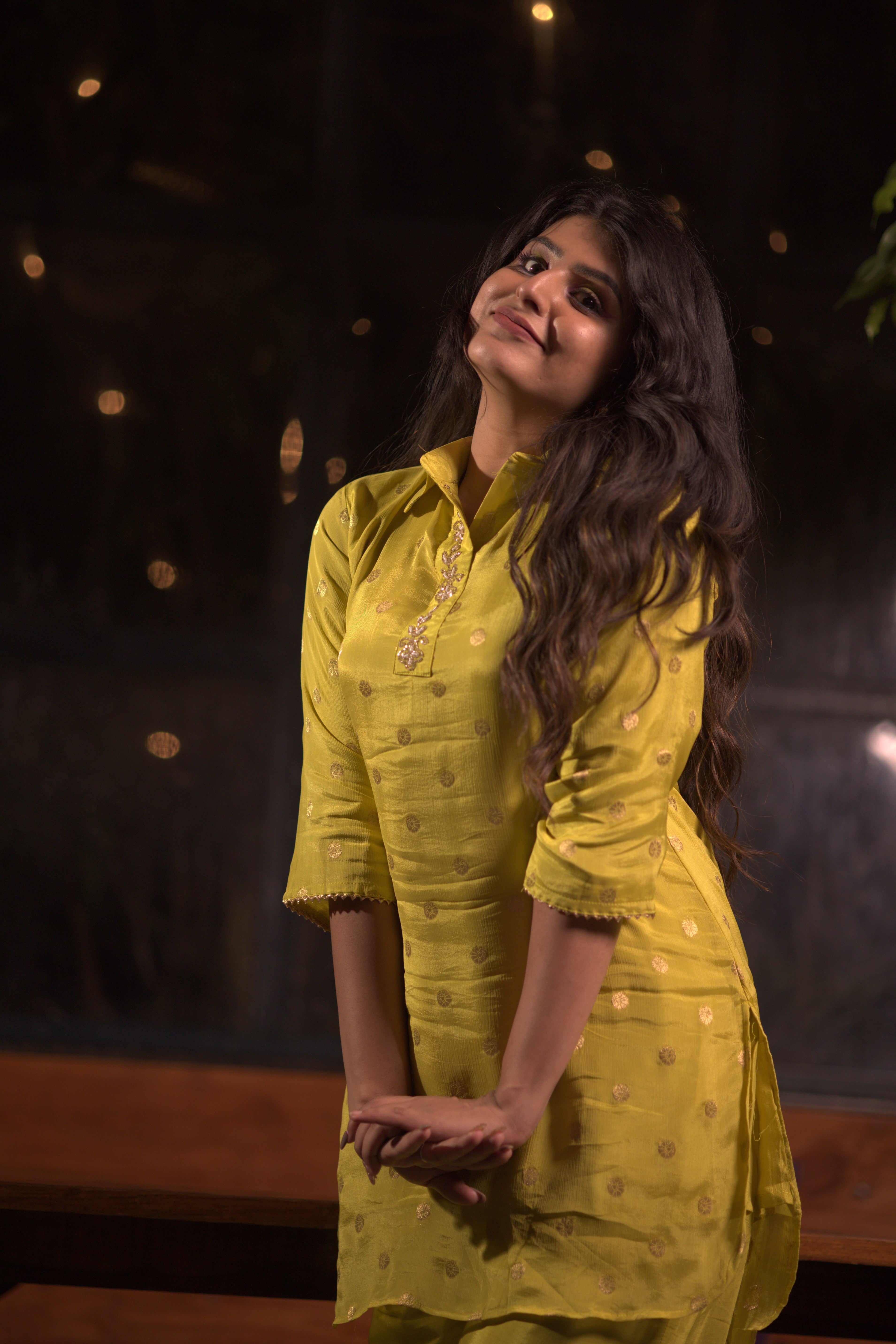 Yellow Soft Georgette Embroidered Coord Set