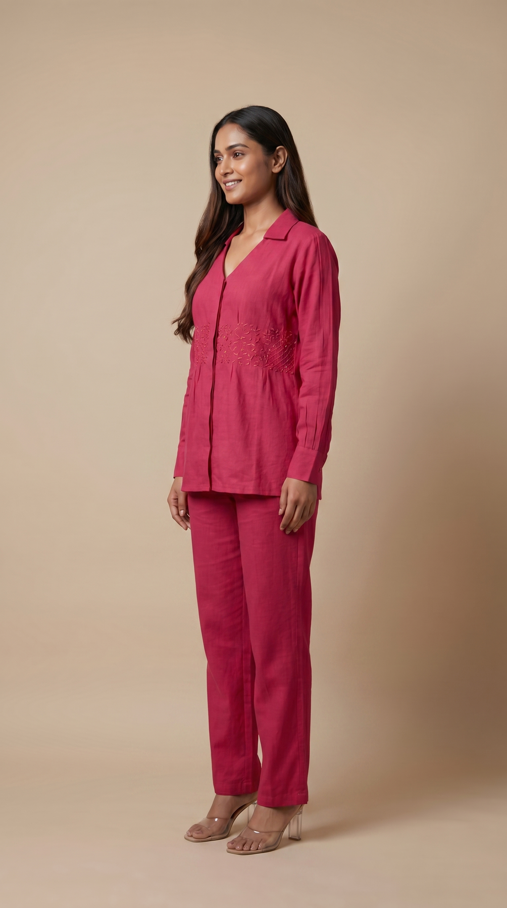 Rani Pink Cotton Hand-Embroidered Coord Set