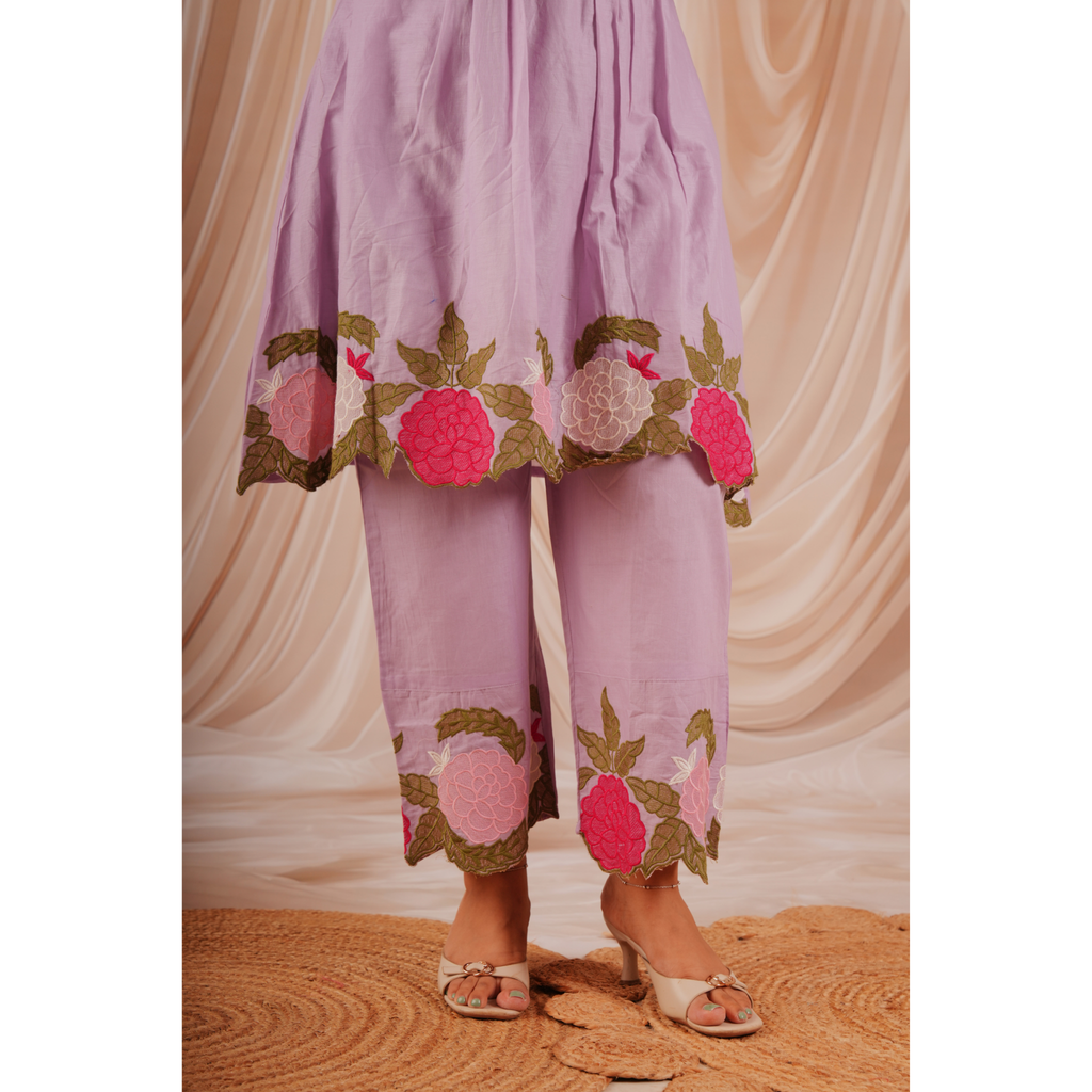 Lavender Floral Embroidered Coord Set