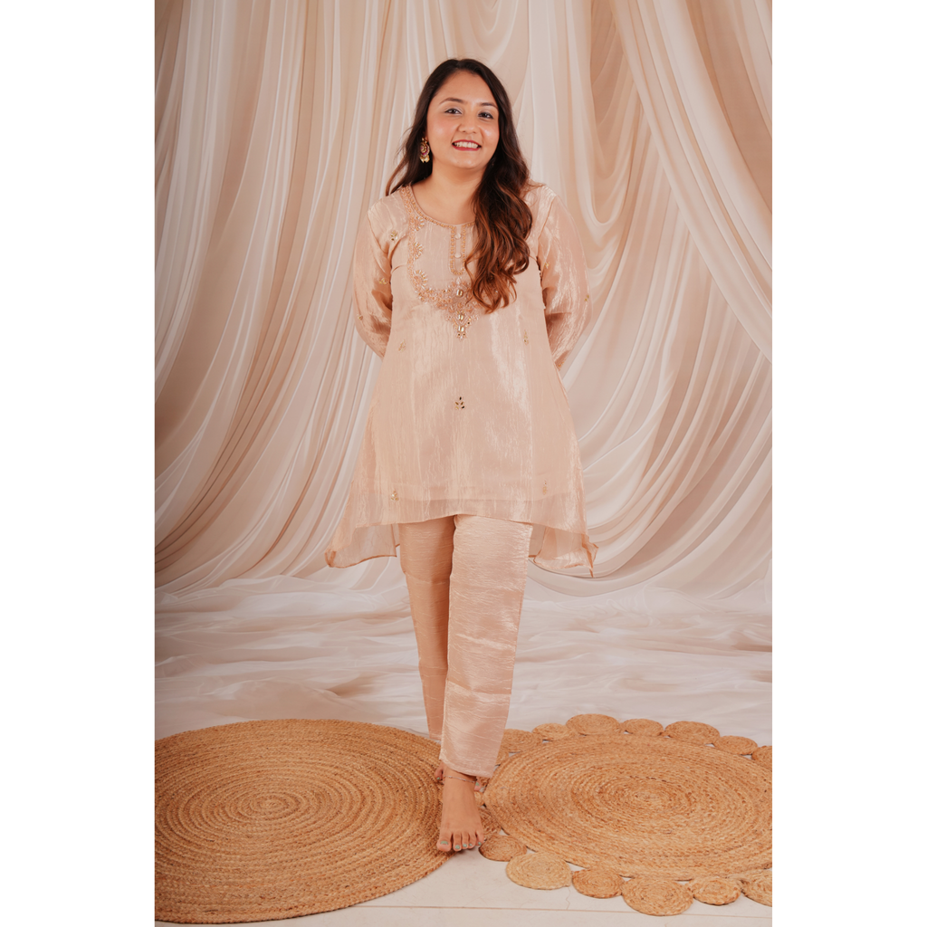 Blush Pink Tissue Blend Embellished Coord Set