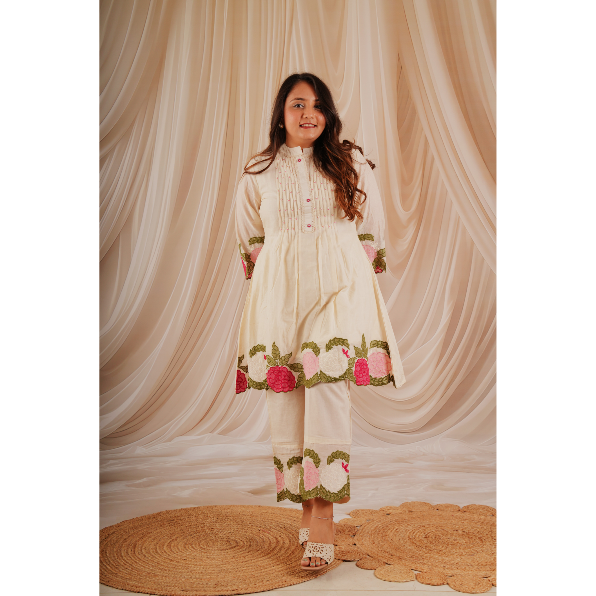 White Floral Embroidered Coord Set