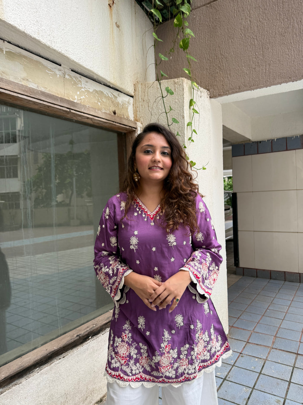 Dolla Silk Heavy Thread Work Coord Set - Purple