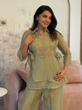 Sage Green Embroidered Tie-Up Coord Set