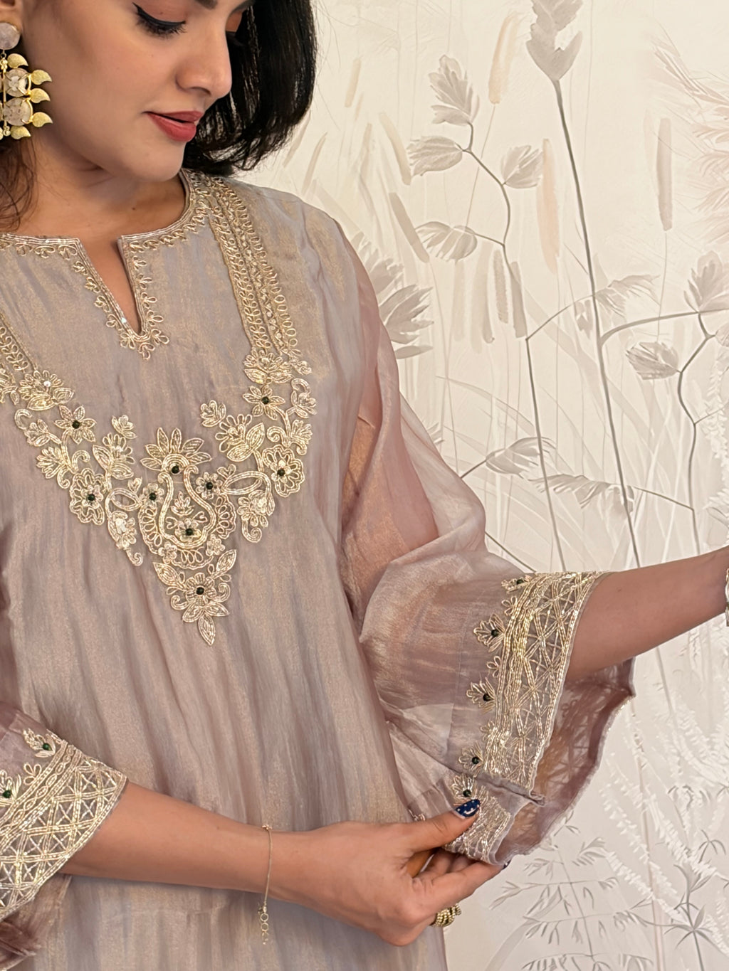 Grey Hand-Embroidered Coord Set