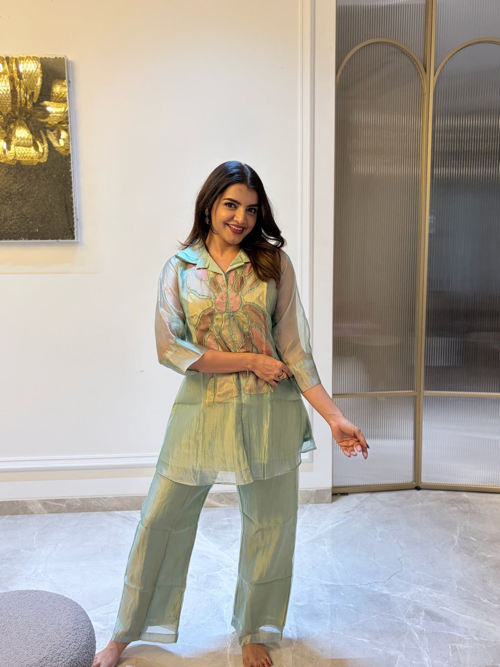 Mint Green Abstract Appliqué Coord Set