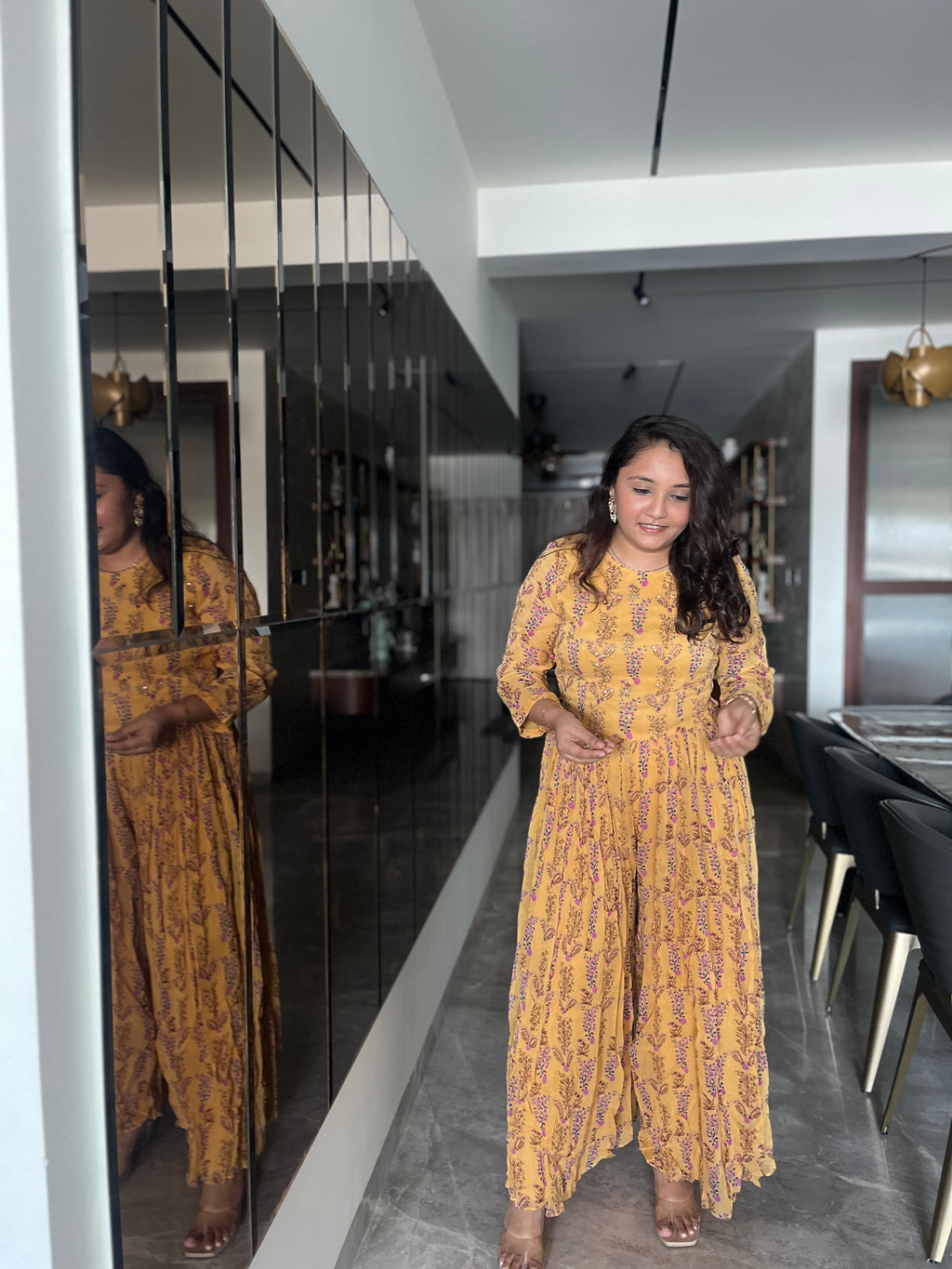 Mustard Floral Printed Jumpsuit