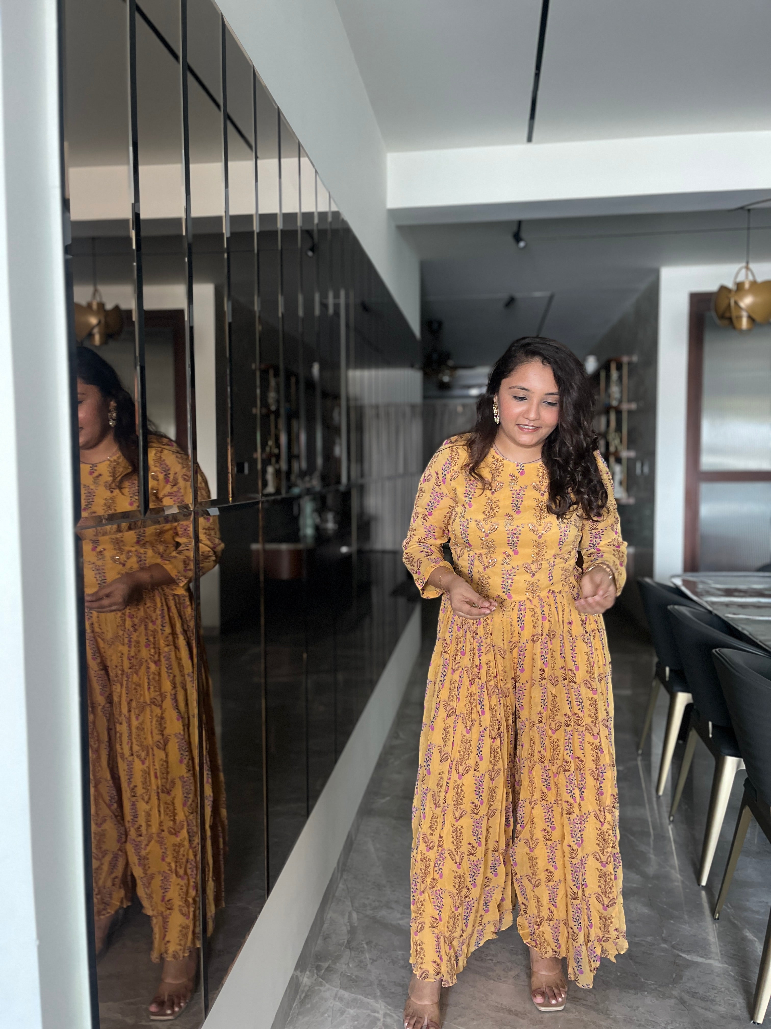 Mustard Floral Printed Jumpsuit