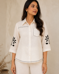 White Cotton Floral Cutwork Coord Set