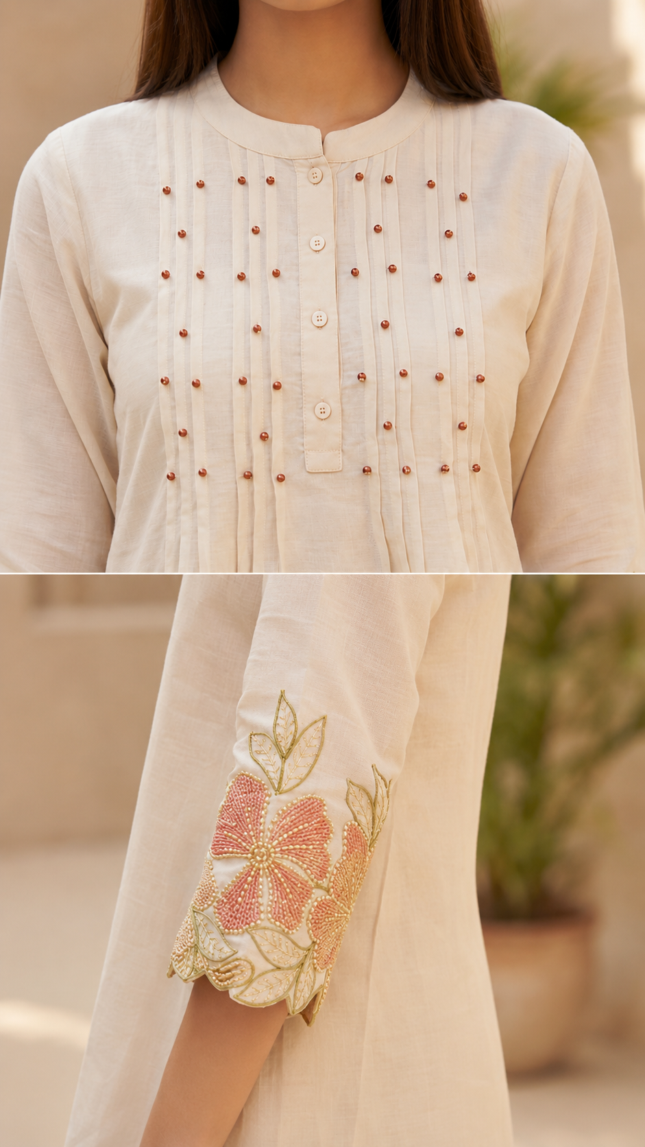 White Floral Thread Embroidered Coord Set