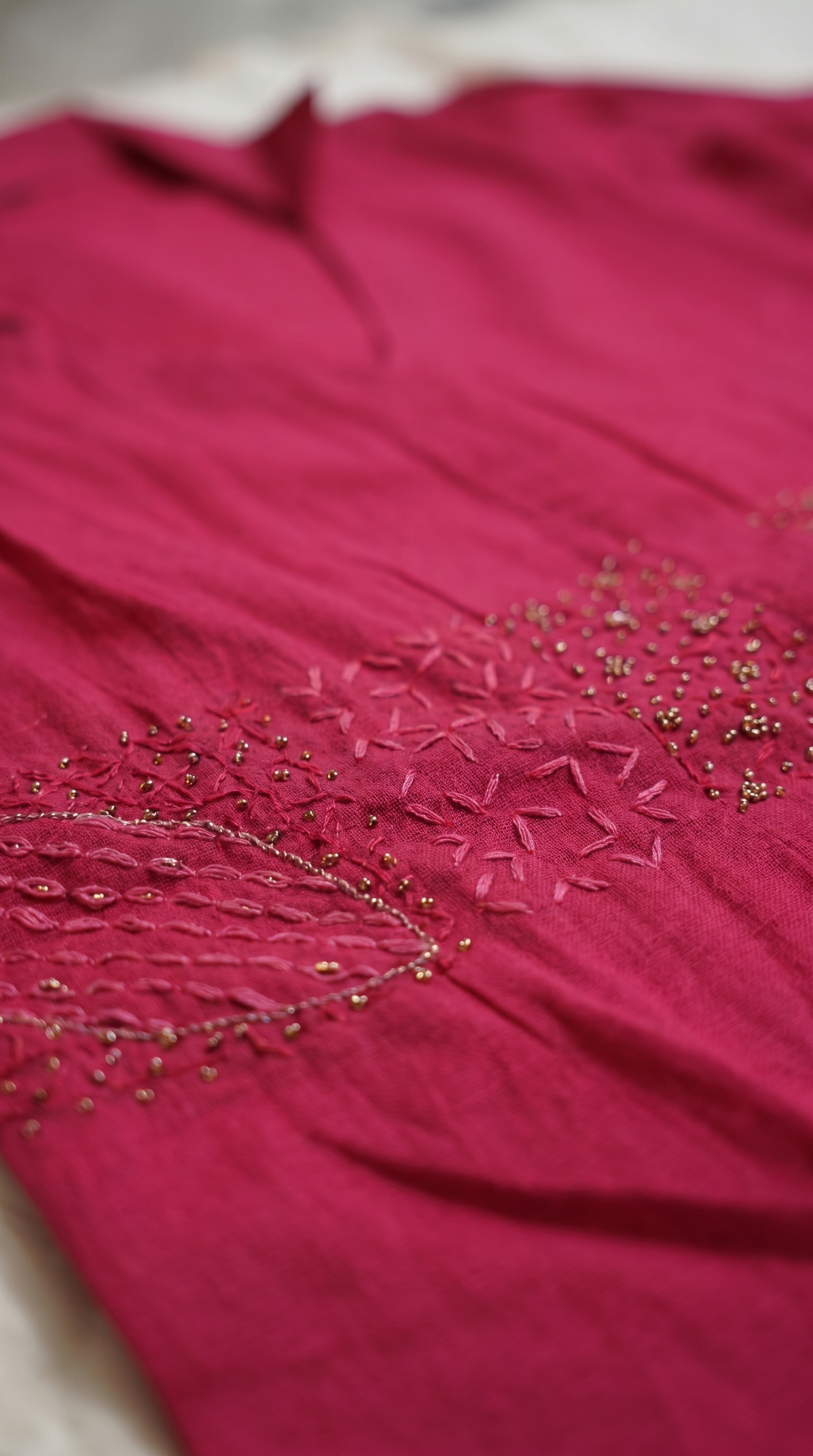 Rani Pink Cotton Hand-Embroidered Coord Set
