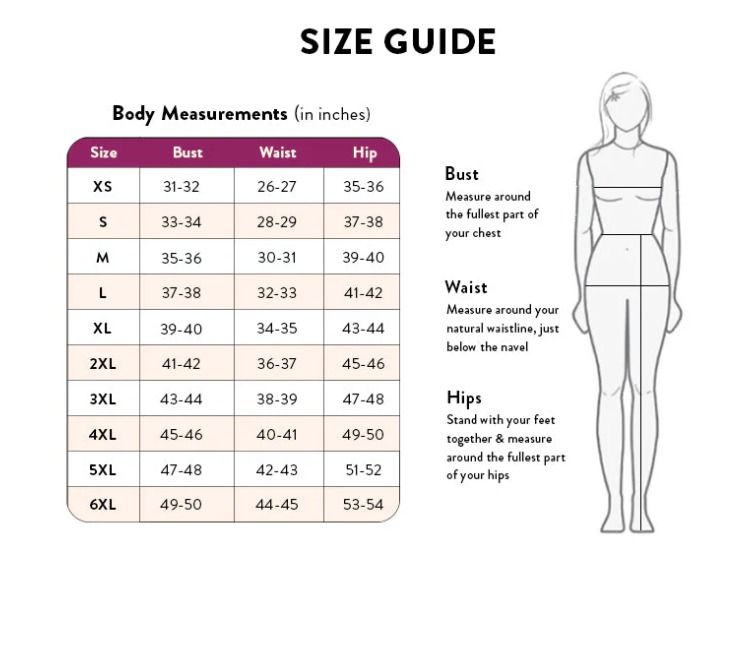 Size chart in inches