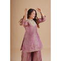 Mauve Silk Blend Embroidered Coord Set