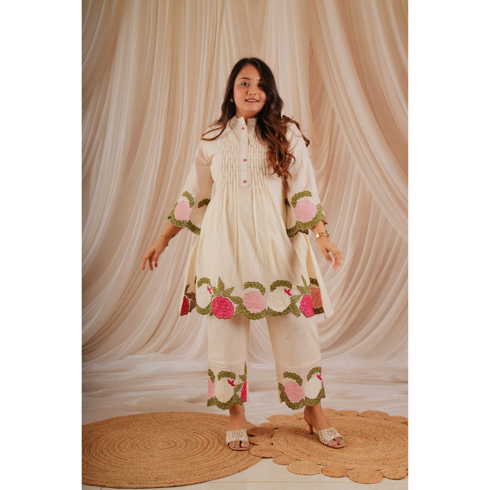 White Floral Embroidered Coord Set