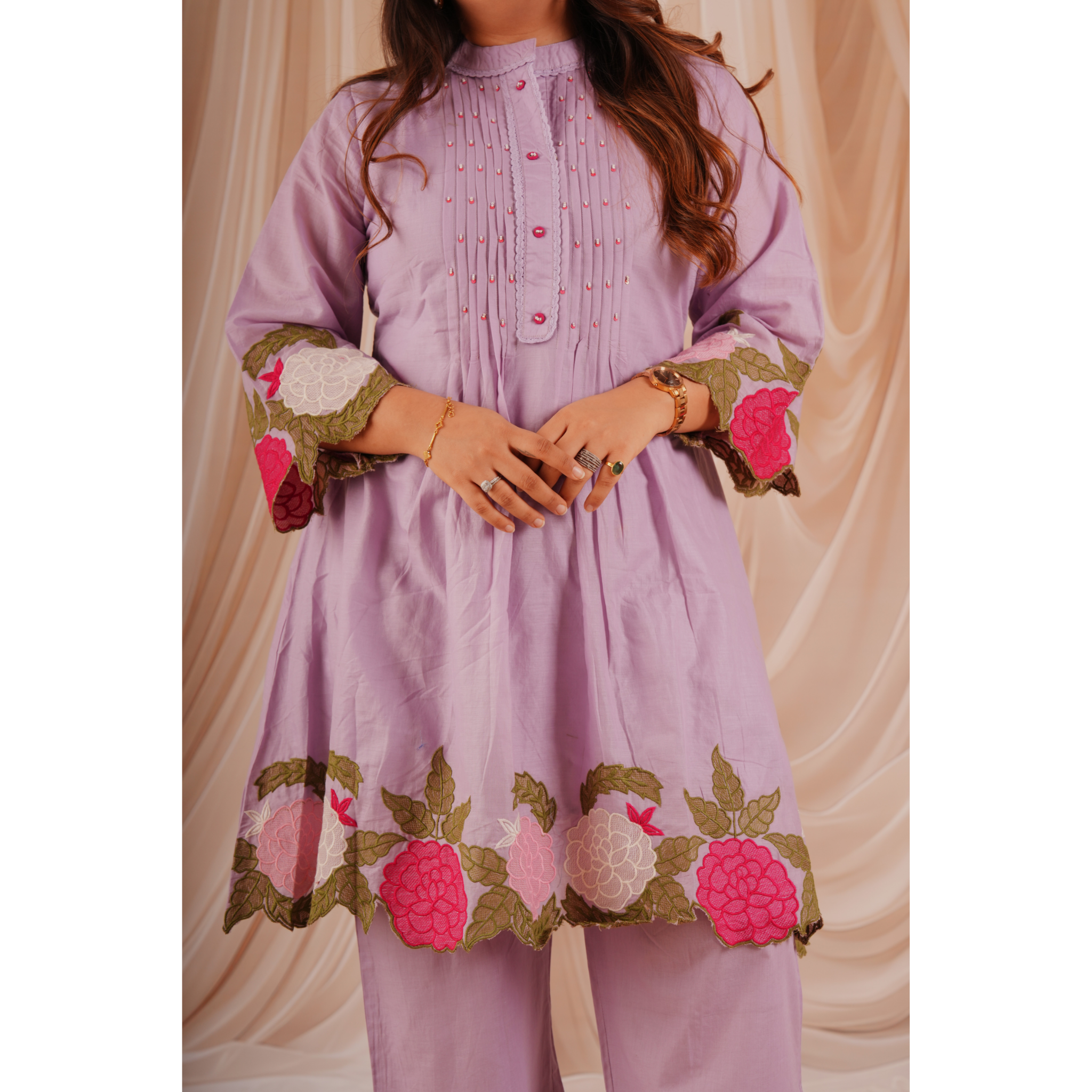 Lavender Floral Embroidered Coord Set