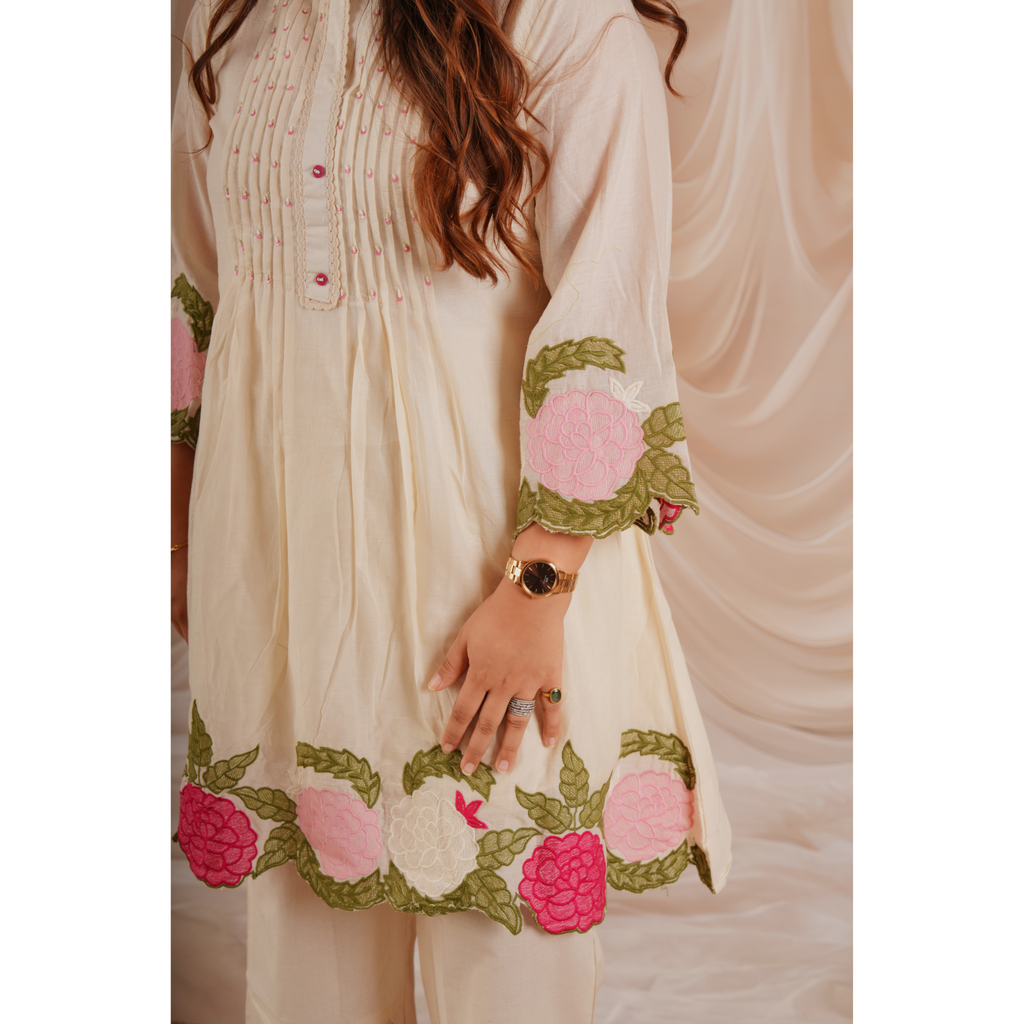 White Floral Embroidered Coord Set