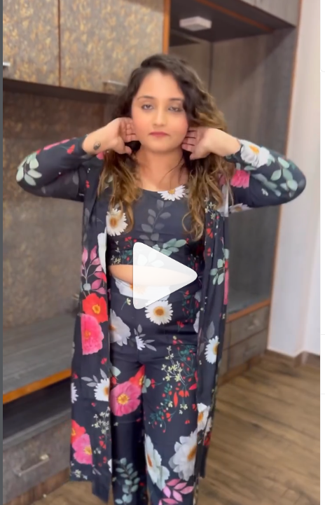 Black Floral Printed 3-Piece Coord Set