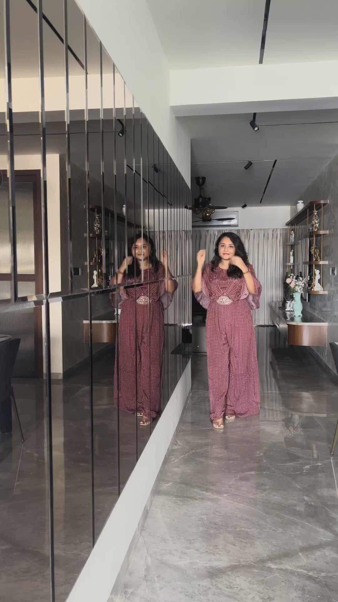 Mauve One-Piece Textured Jumpsuit with Front Detailing